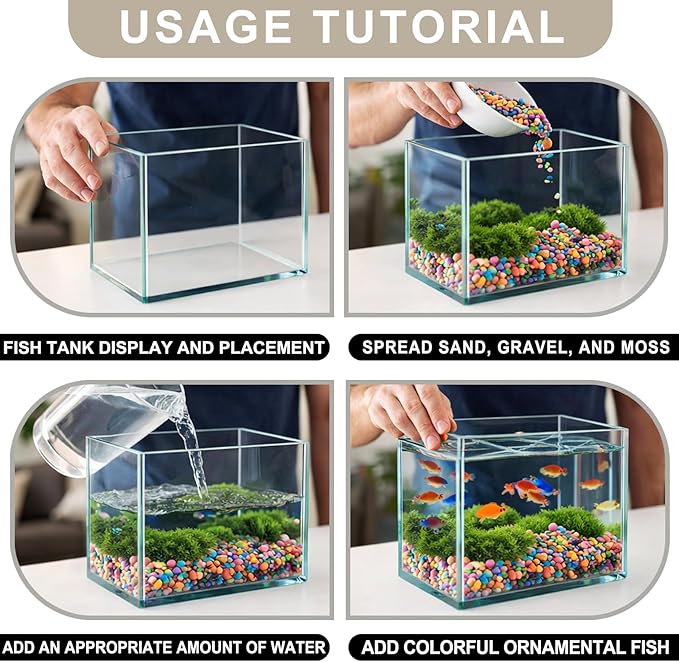 Small Glass Fish Tank, 5.9x4.3x5.1 Inch Rimless Aquarium, 0.7 Gallon Small quarium, Ultra Clear Glass Thickness 4mm (5.9x4.3x5.1)