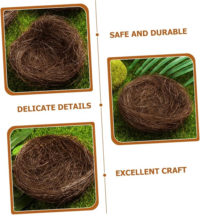 Simulated Bird Nest Decoration for Garden and Easter - Small Rustic Faux Bird Nest Plate Decor for Party Photography Props and Birdcage Accessories
