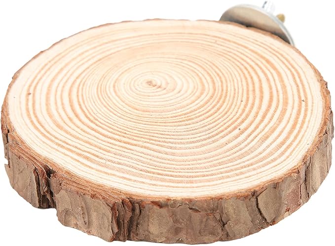 Round Wooden Spring Bird Board, Parrot Perches Stand Toy Bird Parrot Perch for Small Parakeets Cockatiels Hamster Cage Accessories (6cm)
