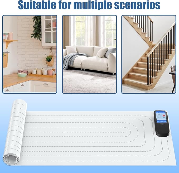 scat Mat for Cats & Dogs - Electric Pet Training Mat with 3 Modes, Shock Pad to Keep Pets Off Furniture, Countertops & Couches - Indoor Animal Deterrent Mat (12X60)