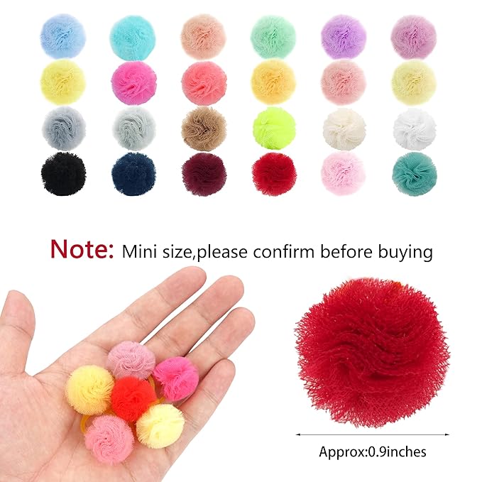 Qearl 48 Pcs Colored Ball Bows with Rubber Bands - Pet Hair Accessories for Dog, Puppy, and Cat Grooming
