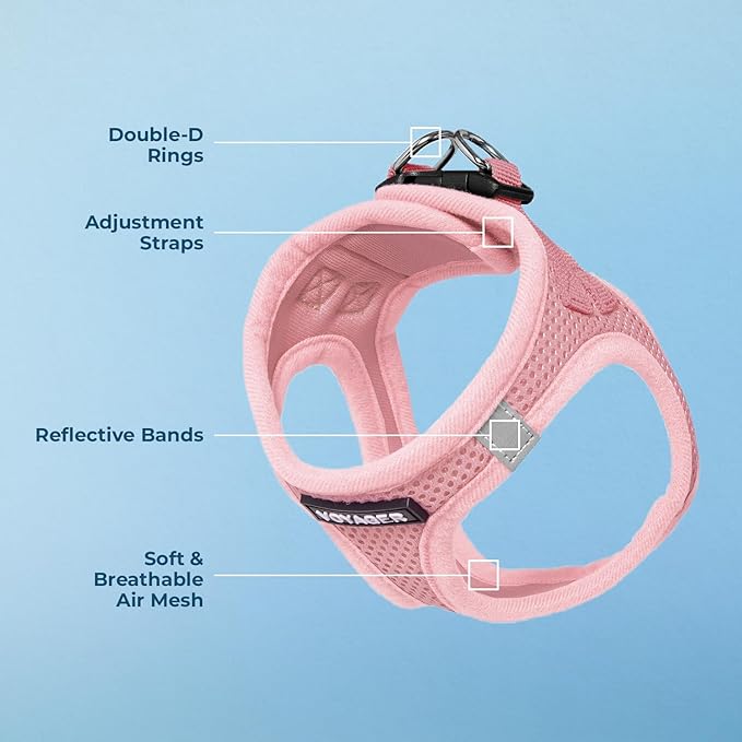 Best Pet Supplies Voyager Step-in Air Harness - All Weather Mesh, Reflective, No Pull Harness for Dogs, Cats - Secure with Hook & Loop Fastener, Buckle, Double D-Rings - Pink, XS