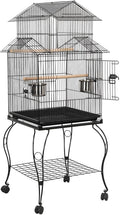 Topeakmart 55'' Triple Roof Top Large Medium Parrot Bird Cage for Cockatiel Conure Green Cheek Parakeet Caique with Removable Stand