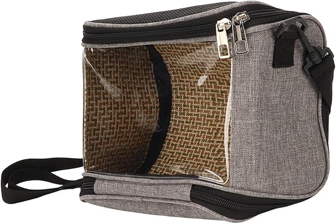 Transparent Bird Carrier Bag, Portable Parrot Travel Cage for Cockatiels and Parakeets, Lightweight Breathable Backpack with Side Pockets and Top Vent Design for Small Birds (Grey)