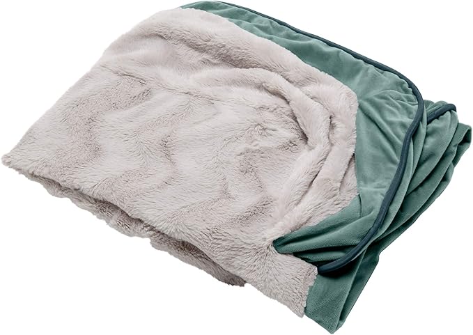 Furhaven Replacement Dog Bed Cover Perfect Comfort Plush & Velvet Waves Sofa-Style, Machine Washable - Celadon Green, Medium