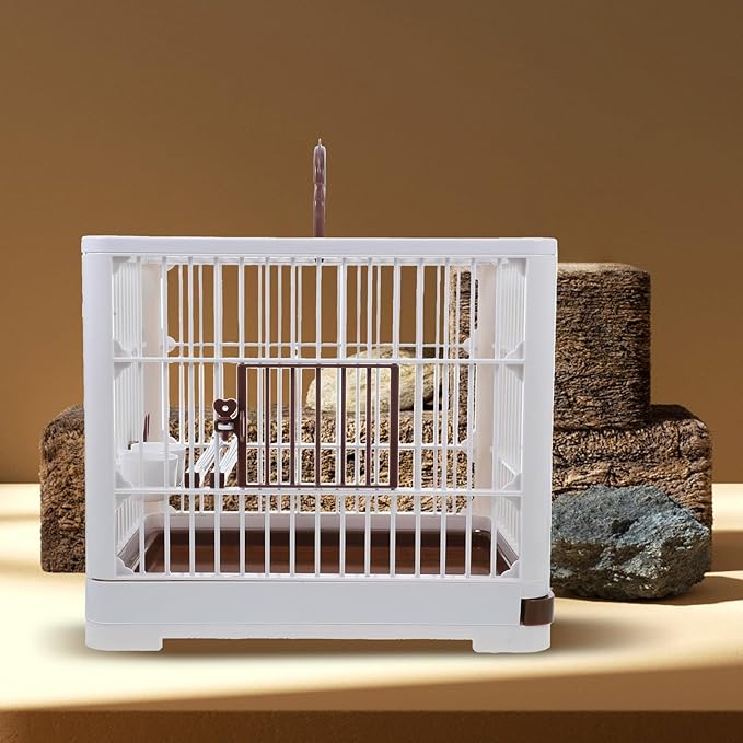 Foldable Parrot Travel Cage Portable Bird Carrier with Perch Stand Large Mocha Brown Birdcage for Outdoor Use Suitable for Parakeets, Pigeons, and Big Birds