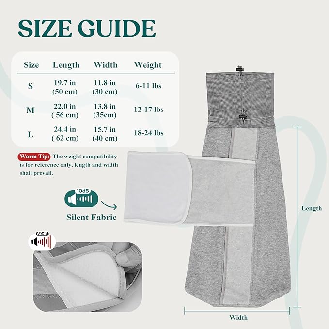 Supet Cat Grooming Wrap for Cutting Nails, Self-Adhesive Anti-Scratch Swaddle with Bite-Proof Mesh Hood & Thick Waist Strap Anti-Escape Bag for Nail Trimming, Medication, Ear Cleaning (Grey L)