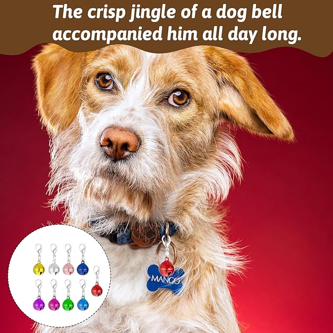 9 PCS Cat Collar Bell, Dog Collar Charm Bells with Key Rings, Colourful Pet Small Bells with Clasps, Pet Bell Gift Charms for Collars DIY Crafts