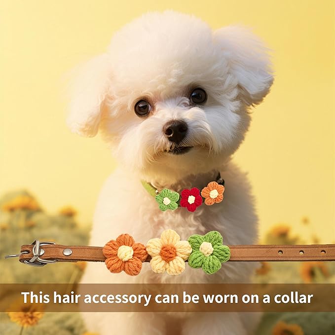 PET SHOW 10Pairs/Pack Flower Dog Hair Bows for Small Medium Dogs Yorkie Girl Boy Flower Bows with Rubber Band Doggies Cat Grooming Hair Accessories for Party Birthday