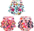 Washable Dog Diapers Female 3 Pack Reusable Premium Highly Absorbent Doggie Diapers, Flexible Puppy Diapers, Durable Leak-Proof Leopard Dog Diapers for Period Heat Incontinence Puppy Training, S