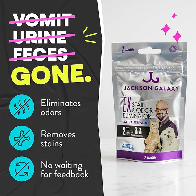 Jackson Galaxy: EX Stain & Odor Eliminator - Pet Urine Remover - 2pk Refill Tablets - 50% More Mojo - Eliminates Pet Stains & Odors Quickly - Works On Multiple Surfaces - Non-Toxic Formula