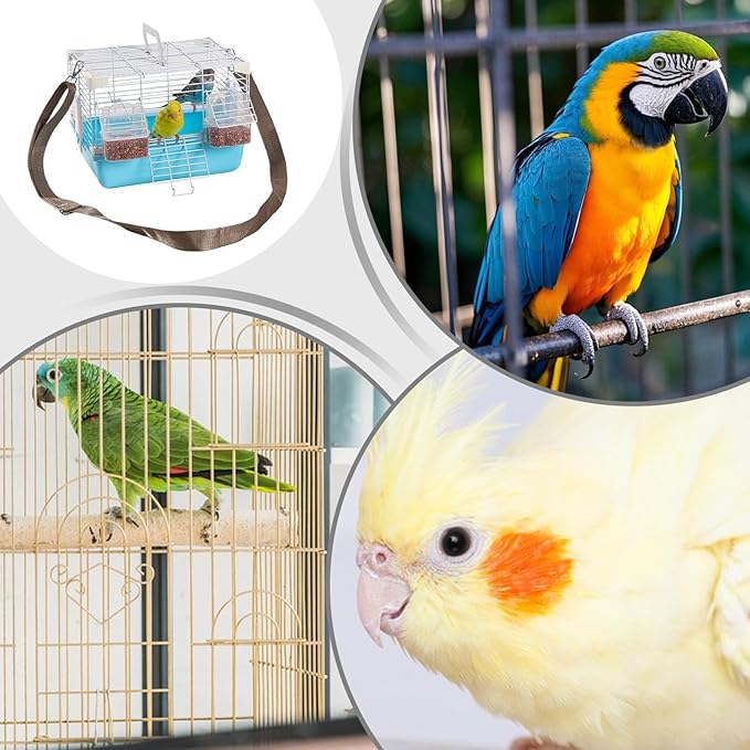 Bird Cage - Lightweight Portable Carrier with Handle, Secure Travel Housing Solution, Durable Ventilated Small Animal Enclosure, Easy Access Door Design | Pet Transport for Cockatiels, Budgies