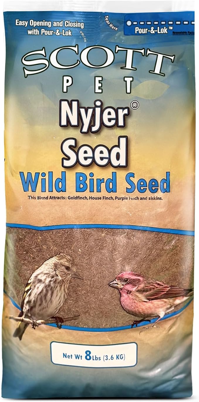 Scott Pet Wild Bird Seed, Nyjer Seed, 8 lbs Bag, Single Ingredient, Great for Outside Feeders, Food for Outside Wild Birds