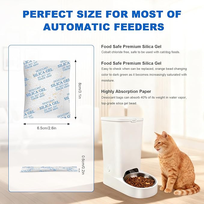 Pet Food Desiccant Bag for Most Smart Feeders, 24 Packs Replaced Desiccant Bags with Color Indicating for Automatic Cat Dog Feeder, Desiccant Bag Replacement