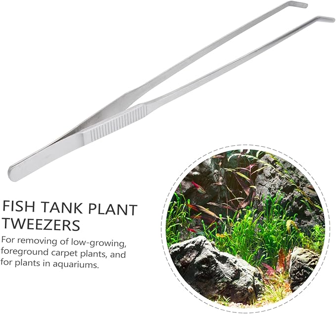 Angoily 3pcs Plant Tweezers for Aquarium Goldfish Tank Aquatic Plant Tongs Curved Tip Tweezers Sharp Blades Substrate for Planted Aquarium