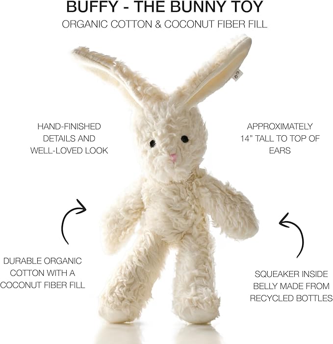 Plush Durable Cotton Dog Toys with Coconut Fill for All Pet Breeds, Bear Bunny Elephant (with Basket), One Size