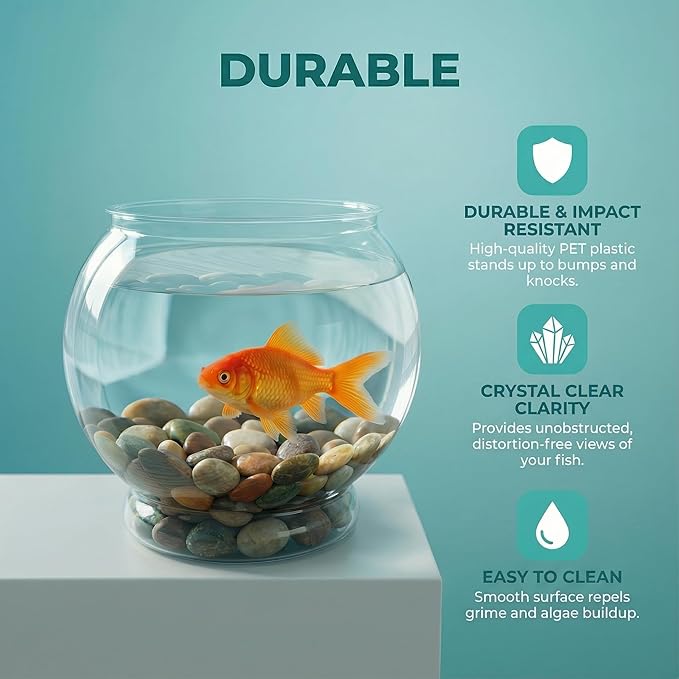 Alipis 1 Gallon Plastic Fish Bowl Clear Round Fish Tank Desktop Aquarium Unbreakable Fishbowl for Home Office Garden Decoration