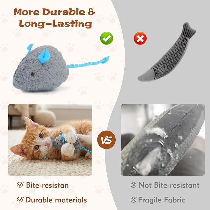 WRW 12PCS 2.36 Inch Cat Mice Toys, Prefilled Catnip Plush Catnip Toys, Realistic Design Interactive Cat Mouse Toys for Indoor Cats Play Fetch（7 Colors） (12)