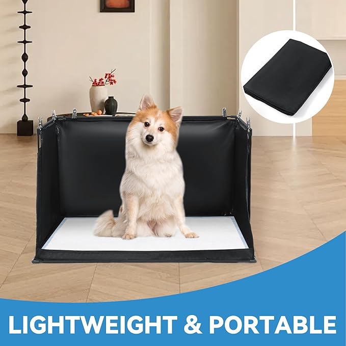 MABOZOO Dog Pee Pad Holder with High Walls, Foldable Dog Litter Box Potty Shields Indoor Potty for Small and Medium Pets, No Spill Pee Pad Holder Tray for Doggy Work (24x24x17.7 in). Patent Pending