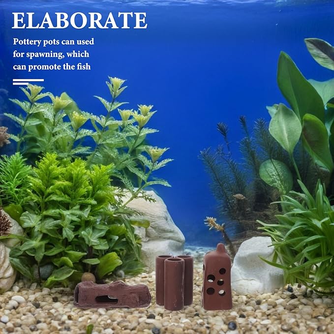 LUOZZY 3 Pcs Purple Sand Ceramic Aquarium Breeding Cave for Fish Shrimp Betta Spawning Hideout Shelter