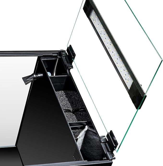 Aquatop 13.5 Gallon Bow Front Glass Aquarium Kit with Filter and LED Lighting - All in One Desktop Fish Tank, Ideal for Freshwater and Saltwater, BFK-13