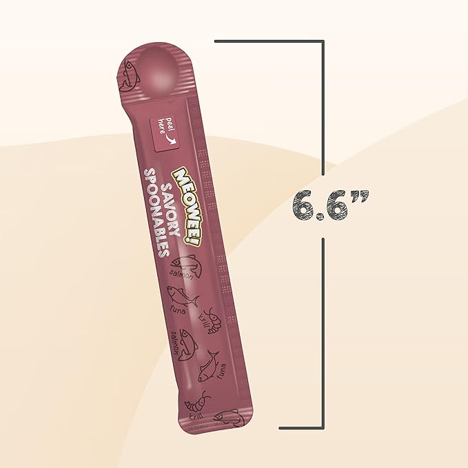 Savory Spoonables with Real Salmon, Tuna & Krill, 8 Count Tube, Triple Flavor Squeezable Lickable Wet Treats for Cats with Built-in Spoon for Less Mess (Pack of 2)