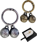 2 Pack Dog & Cat Bells with Engraved Pattern, Extra Loud Brass Bell for Collar with Quick Clasp, Anti-Lost Tracking,Gift Ready Set for Small to Medium Pets Lovers(Silver+Copper,S+M)