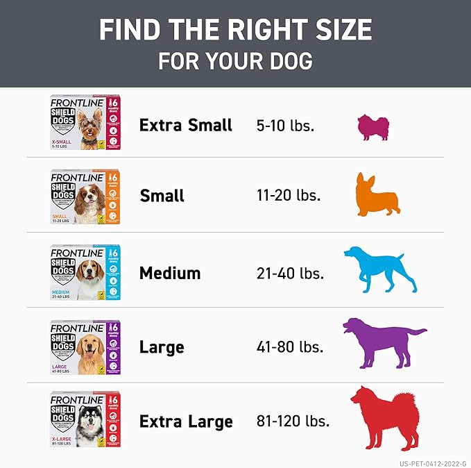 FRONTLINE Shield Flea & Tick Treatment for Large Dogs 41-80 lbs. Count of 6