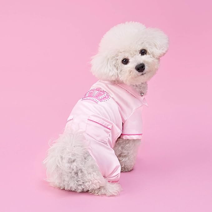 Juicy Couture Silky Satin Pajamas for Dogs and Cats - Pink - Medium/Large Pet PJs