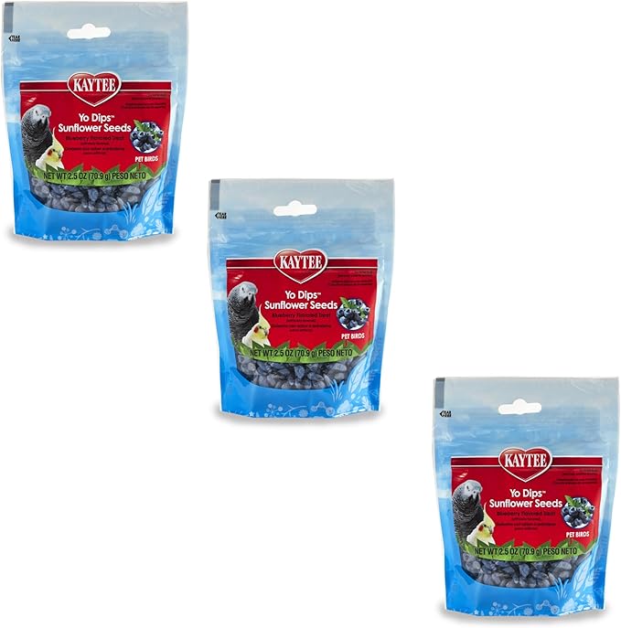 KayteeBlueberry Flavor Yo Dipped Sunflower Seeds for All Pet Birds 2.5 oz (Pack of 3)