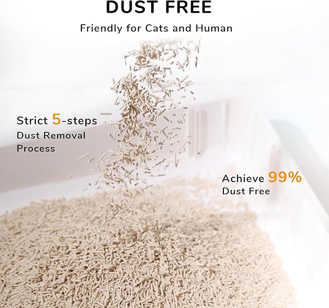 FUKUMARU Tofu Cat Litter - Septic Safe Corn Starch Blend, Flushable & Dust-Free, Quick Clumping, Superior Odor Control, Unscented, All-Natural, Low Tracking Pellets, Lightweight, 12 LBS (2 Packs)