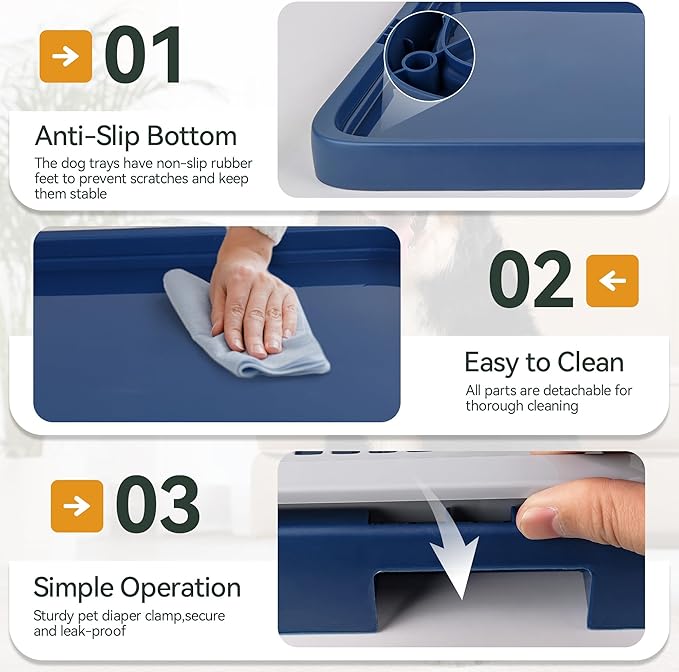PAWISE Dog Training Pee Pad Holder Tray, Indoor Puppy Potty Pee Pad Floor Tray Dog Toilet, 24.8''X19.3', Large