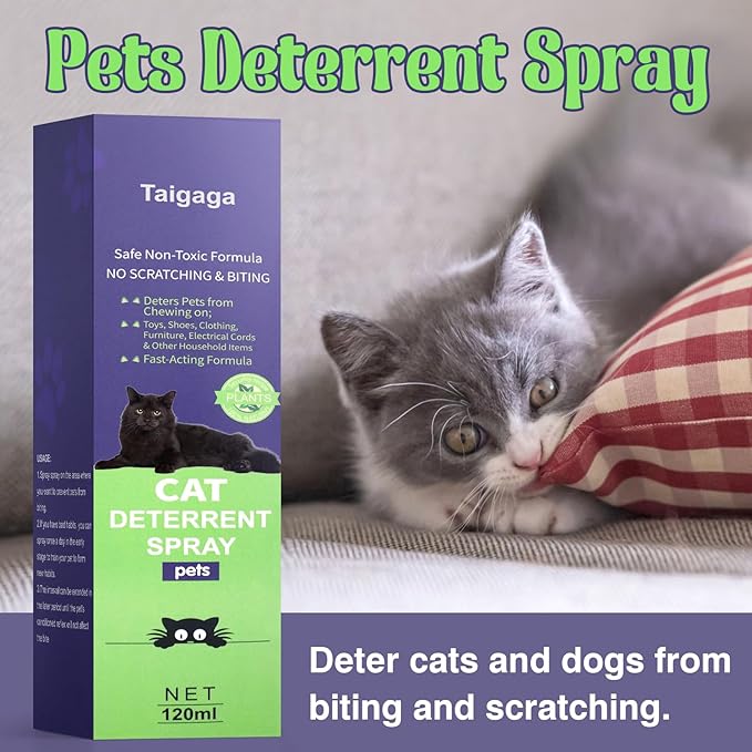 Cat Deterrent Spray, Cat Repellent Spray, 5.07 Fl Oz No Chew Spray for Dogs & Cats