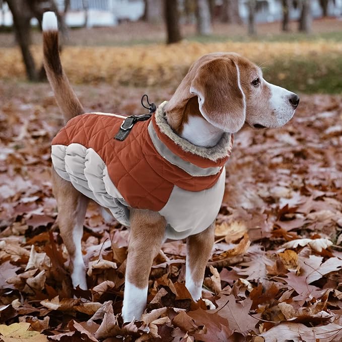 Lelepet Dog Coat Warm Dog Winter Coat Waterproof Dogs Jacket with Harness Built in Reflective Pet Fleece Vest Zip-Up Cold Weather Coats for Extra Large Dogs Turtleneck & Windproof Coats Great Dane 3XL
