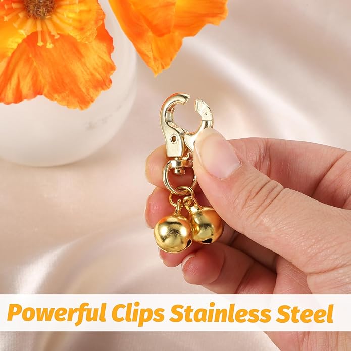 2 Pack Bell for Dog Collars, Pet Training Collar Bells, Cat Collar Bells with Heavy Duty Snap Clips, Pet Pendant Accessories, Pets Bell for Dogs and Cats (Gold, Silver)