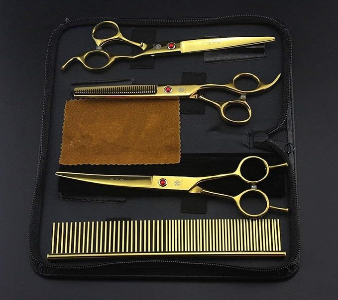 Purple Dragon 7.0 inch Rhinestone Decoration 3PCS Pet Grooming Scissors Dog Hair Cutting & Thinning Shears Set