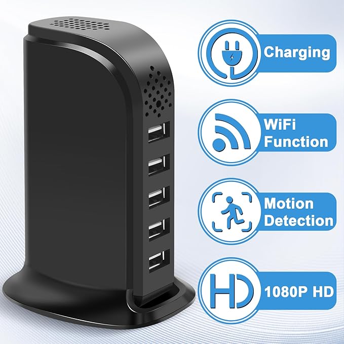 WiFi Wireless Phone Charger HD 1080P USB Charger Camera Pet Monitor with Motion Detection for Home Security