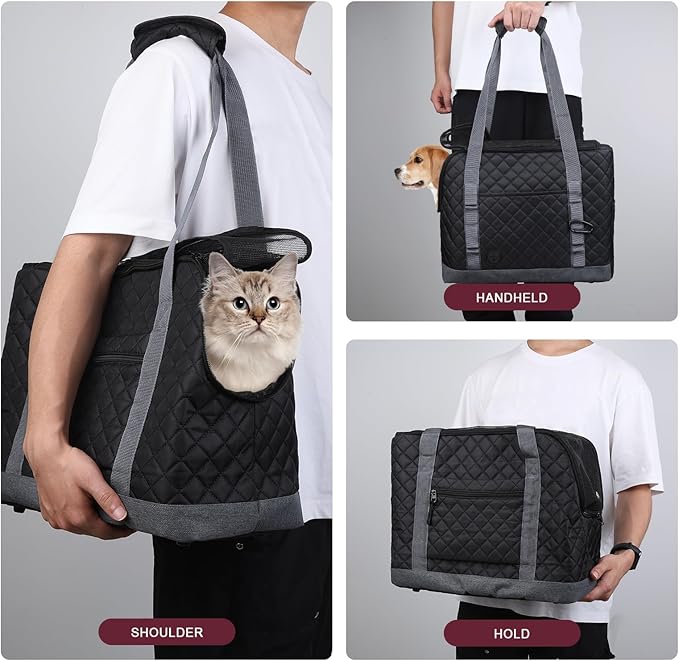 Dog Carriers for Small Dogs Puppy Purse Carrying Bag for Dog 0-11lbs Tote Bag Carrier with Pocket for Cat,Dog,Rabbit Under 11lbs Outdoor Puppy Carrier (Black, L15 * W7.5 *H 11.8 ")