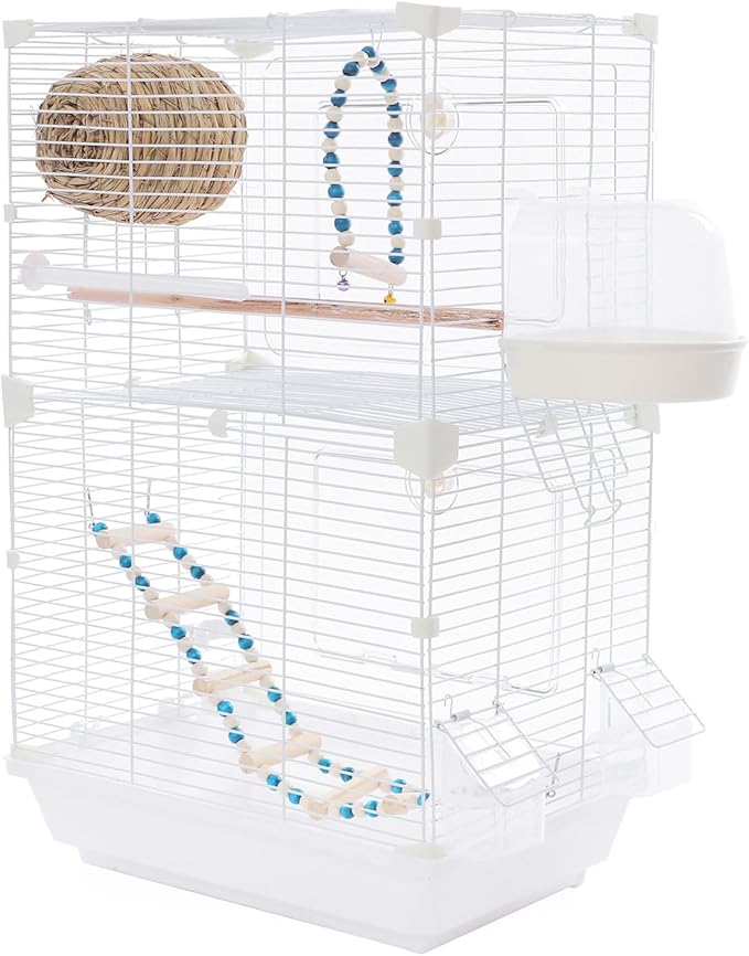 24.8 inch Flight Bird Cage Portable Bird Carrier Travel Bird Cage for Conure Sun Parakeet Green Cheek Conure Lovebird Budgie Finch Canary Travel Birdcage with Handle and Perches