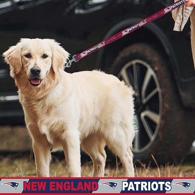 Pets First NFL Licensed New England Patriots Pet Leash, Size Medium – Durable Satin Dog & Cat Walking Strap and Pet Tether with Embroidered Team Name & Logo