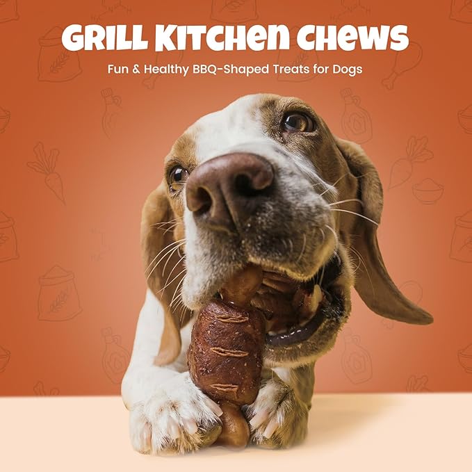 Havira BBQ Dog Treats Single Rib 15 Count, Grill-Shaped Rawhide Free Dog Chews Bone, Easily Digestible, for All Life Stages