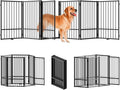 Full Metal Freestanding Dog Gate with Door, 36''Height Foldable Pet Dog Fence for Indoor & Outdoor, 6 Panels Extra Wide Free Standing TallDog Gates for Doorways,House,Stairs,Porch,Deck,Yard
