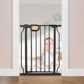 owlie Small Narrow Baby Gate for Stairs Doorways Hallways 23.6-27.6 Inch Wide Pressure Mounted Baby Gate Walk Through Child Gates Toddler Dogs Pet Indoor Stairway Doorway Black (30.5'' Tall)