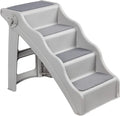 Amazon Basics Foldable Non-Slip Pet Stairs for Small Dogs and Cats, Senior Pets, Easy to Climb, 14.6" x 22.75" x 19.5", Grey
