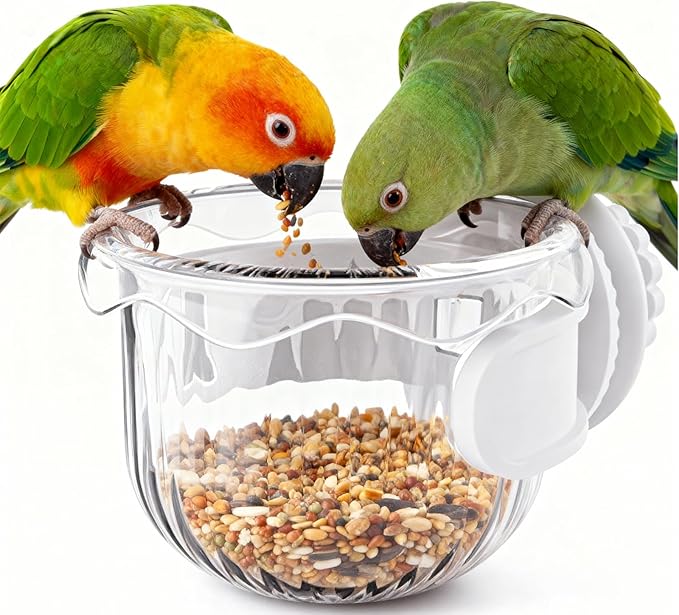 Parrot Feeder Set - 2-Piece Hanging Parrot Feeder for Bird Cages, Suitable for Cockatiels, Lovebirds, Macaws, and Other Pet Birds (Pink)