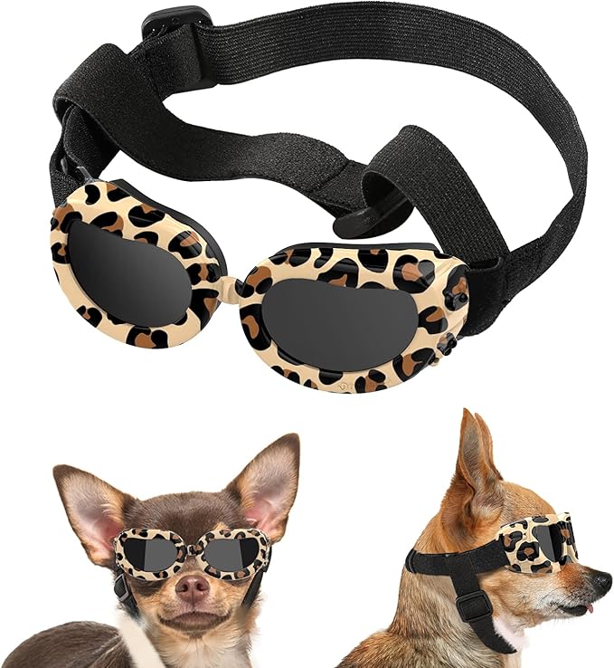 Lewondr Small Breed Dog Goggles with UV Protection, Adjustable Strap, Windproof & Anti-Fog