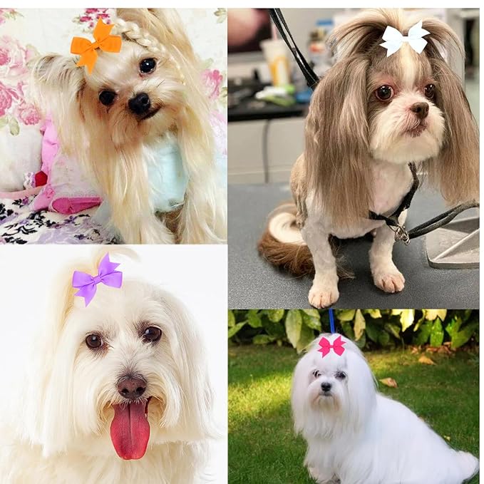 40PCS Dog Hair Bows with Clips 2Inch Girl Small Dog Apparel Accessories for Pet Puppy Cat 20 Color Pairs