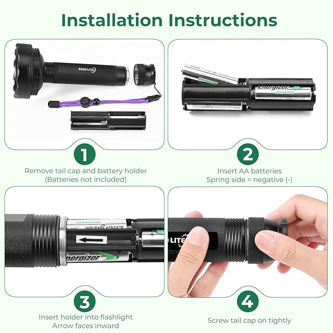 ESCO LITE Blacklight Flashlight 128 LED UV Flashlight, Upgraded Bright 395nm Handheld Ultraviolet Light for Pet Urine Detection, Scorpion Hunting