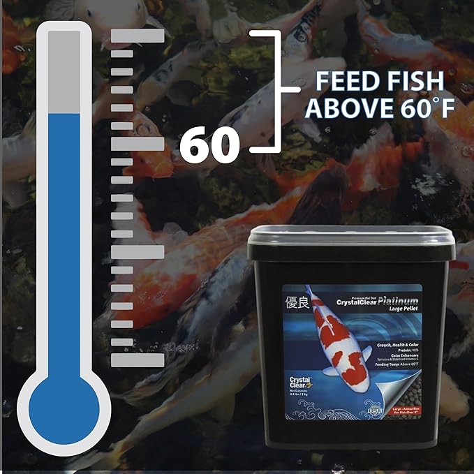 CrystalClear Platinum Fish Food, Premium Floating Pellets for Koi & Goldfish – Boost Growth, Color, and Wellness in Backyard Ponds & Water Gardens, 3mm Pellets, 4.4 Pounds