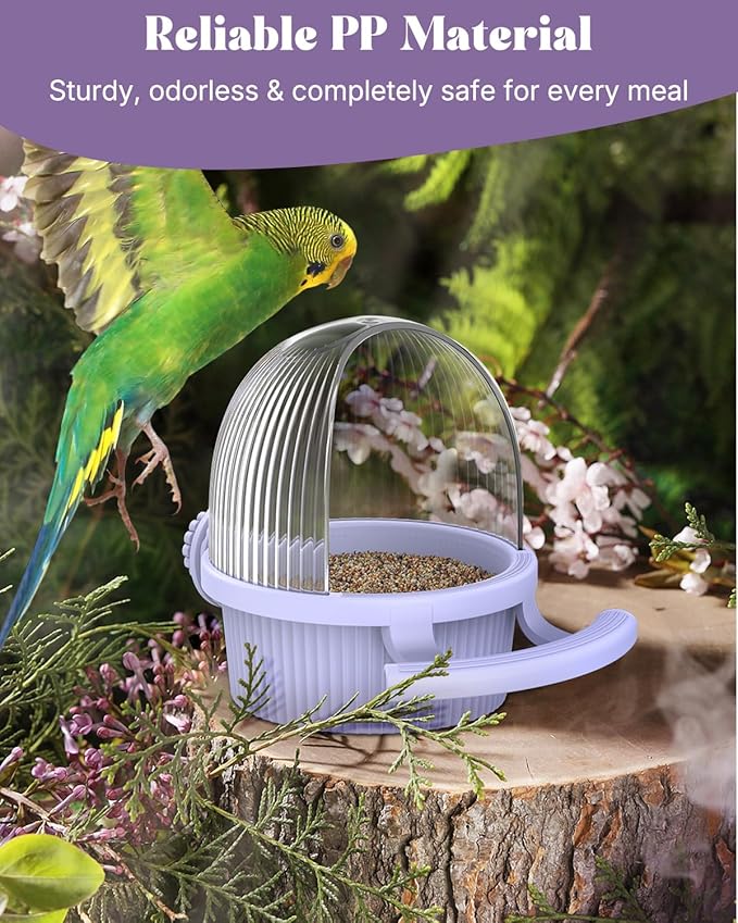 Pawfly No Mess Bird Feeder with Water Dispenser, Food and Water Bowl for Parakeet, Parrot, Cockatiel, Budgie and Lovebird